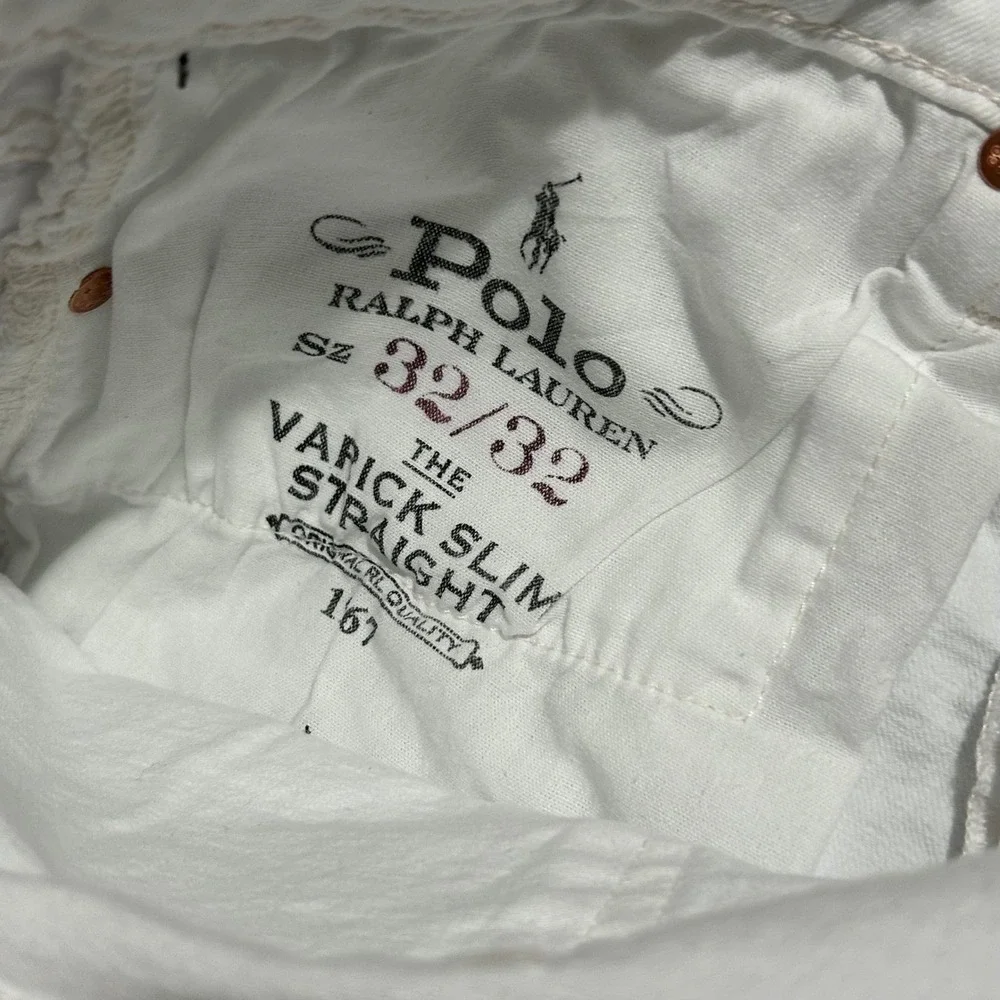 Polo Ralph Lauren Jeans 32x32 White Varick Slim Straight Low New w Defect